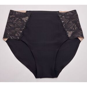 Gloria Vanderbilt Women's Plus Sz Panties One Size Lace High Black A711597
